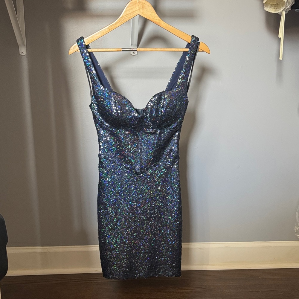 B Darlin Sparkling Navy Sequin Mini Dress